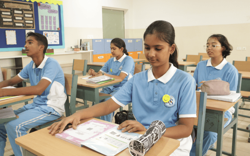 students learning